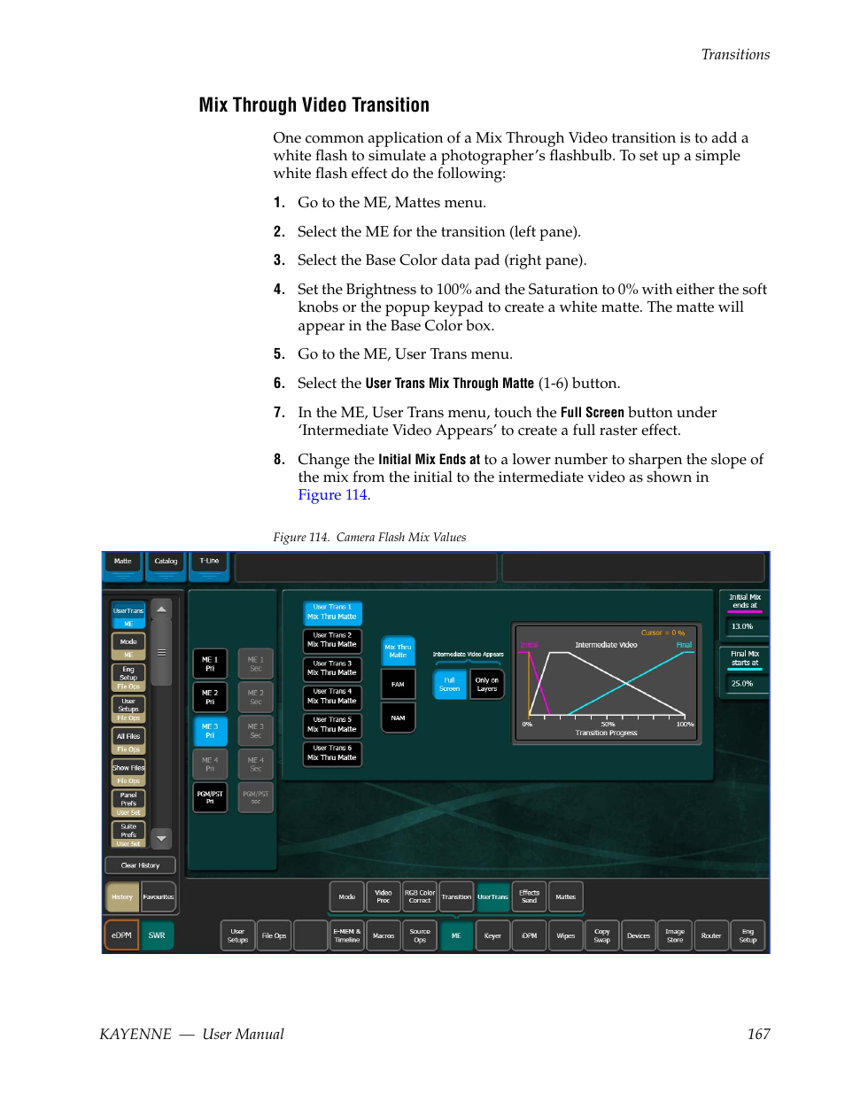 Mix through video transition | Grass Valley Kayenne v.3.0 User Manual | Page 167 / 480