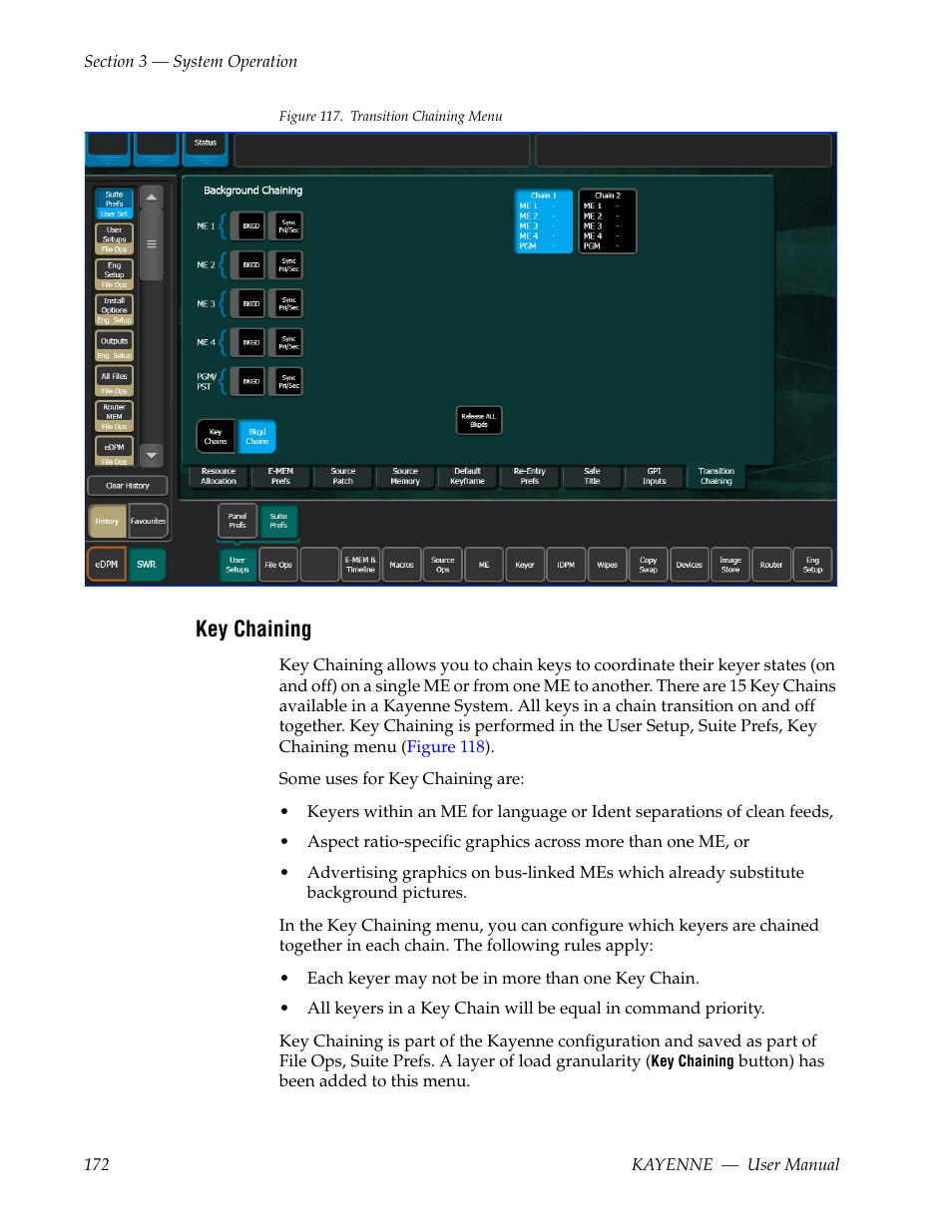 Key chaining | Grass Valley Kayenne v.3.0 User Manual | Page 172 / 480