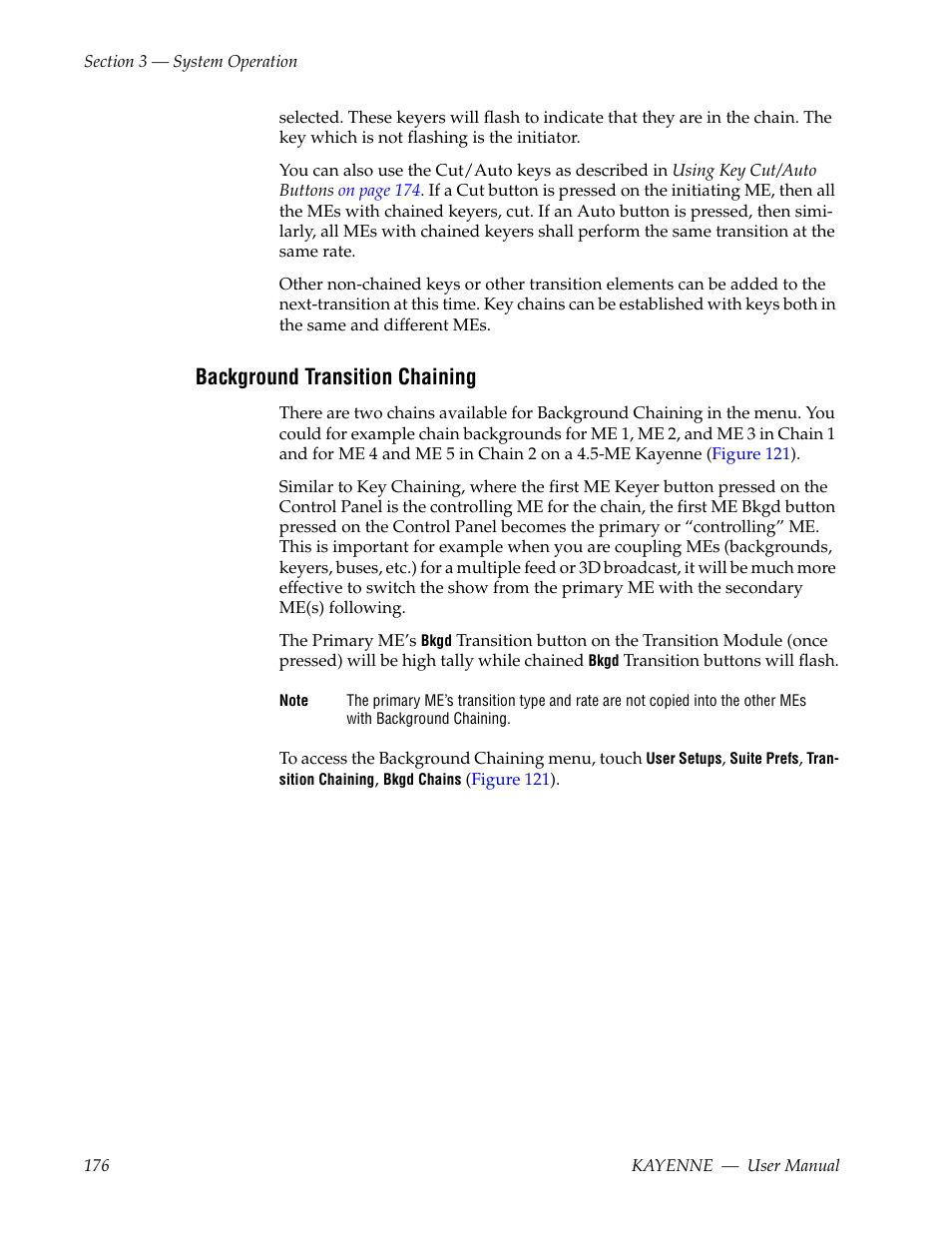 Background transition chaining, Ee background transition chaining | Grass Valley Kayenne v.3.0 User Manual | Page 176 / 480
