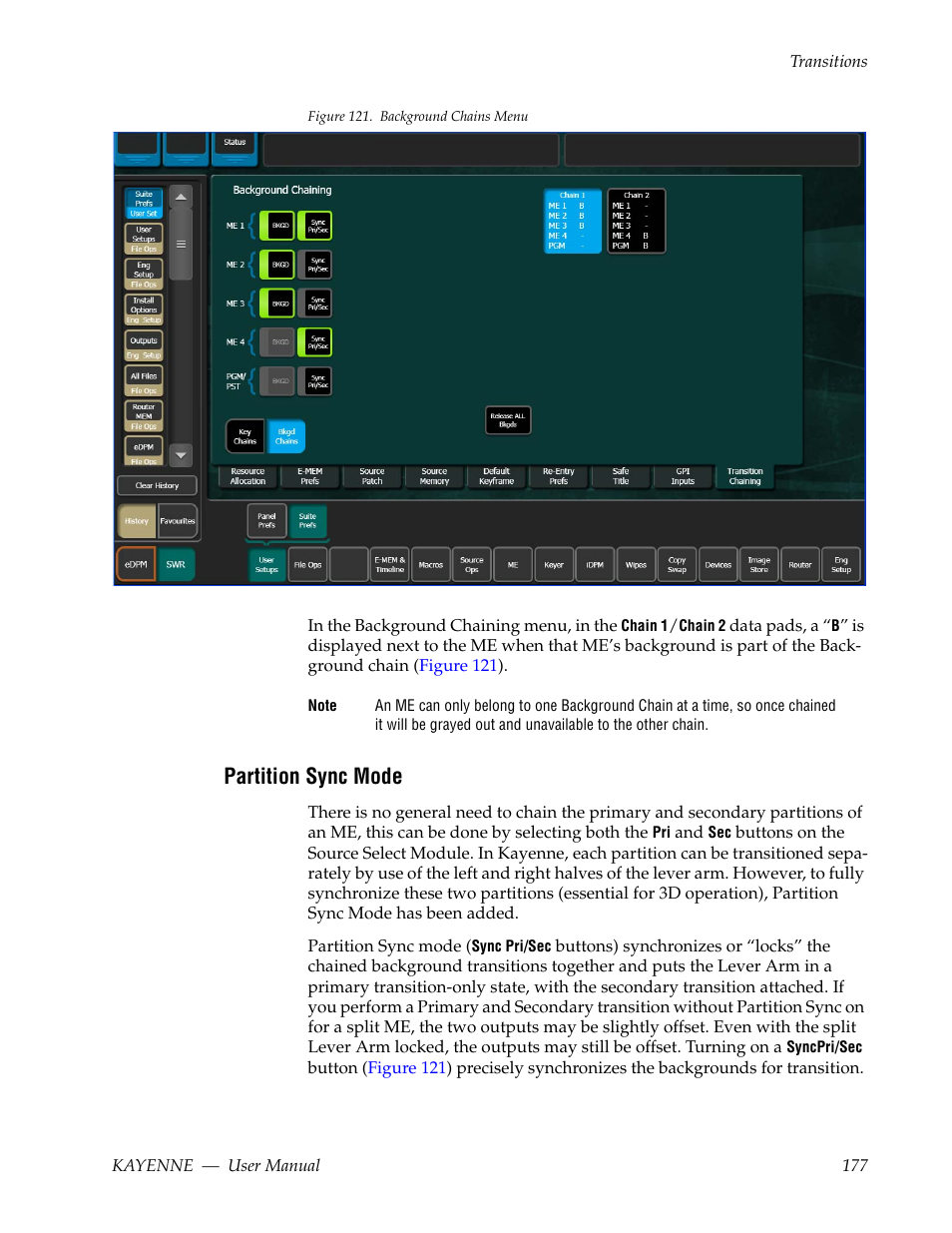 Partition sync mode, Figure 121 | Grass Valley Kayenne v.3.0 User Manual | Page 177 / 480