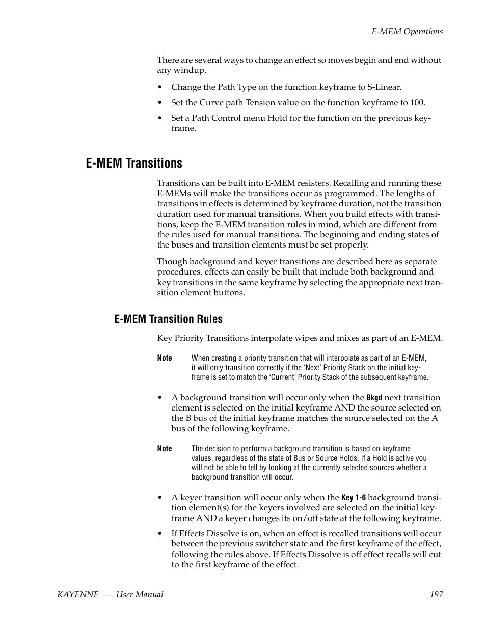 E-mem transitions, E-mem transition rules | Grass Valley Kayenne v.3.0 User Manual | Page 197 / 480