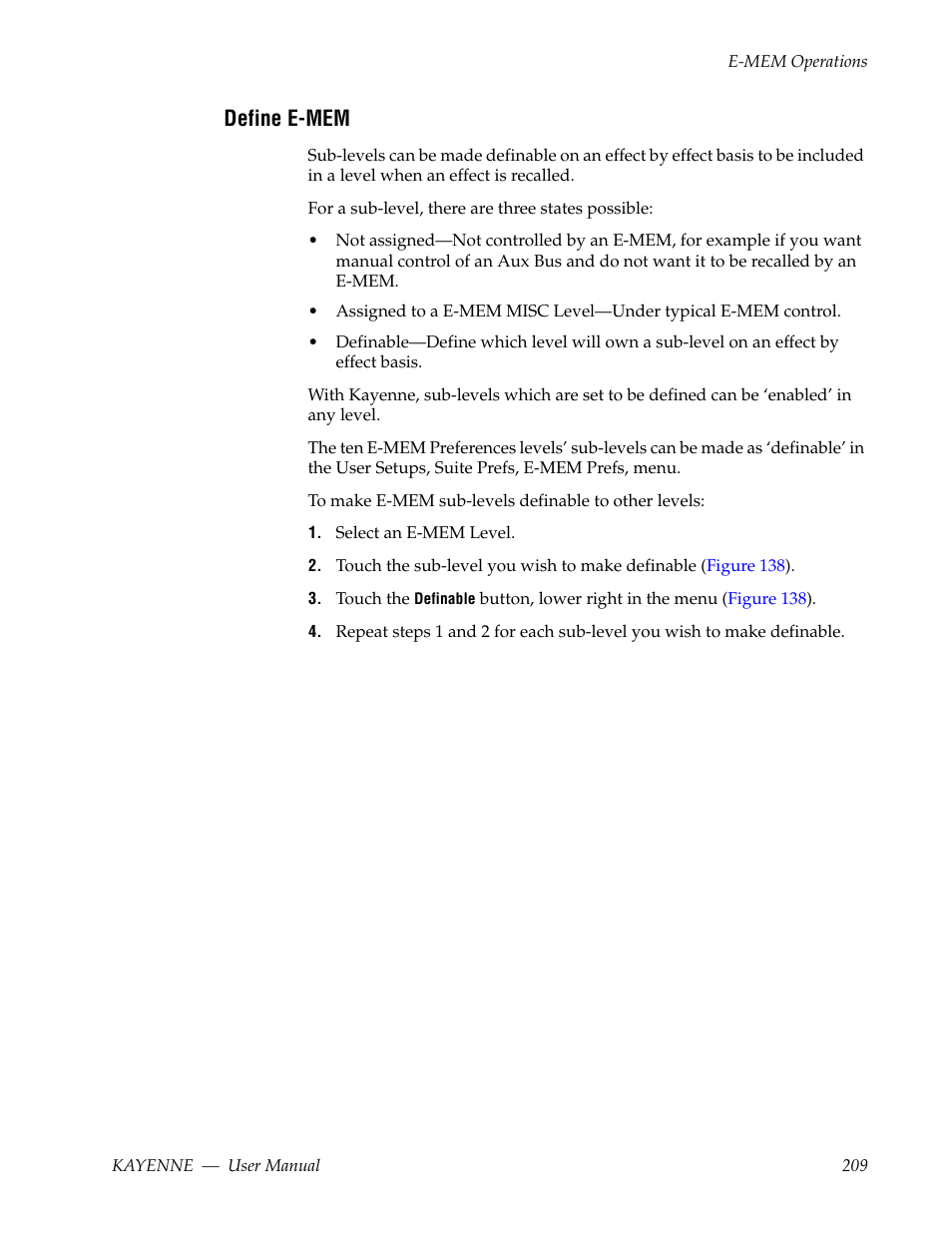 Define e-mem | Grass Valley Kayenne v.3.0 User Manual | Page 209 / 480