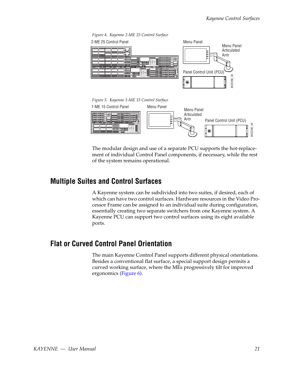 Multiple suites and control surfaces, Flat or curved control panel orientation | Grass Valley Kayenne v.3.0 User Manual | Page 21 / 480