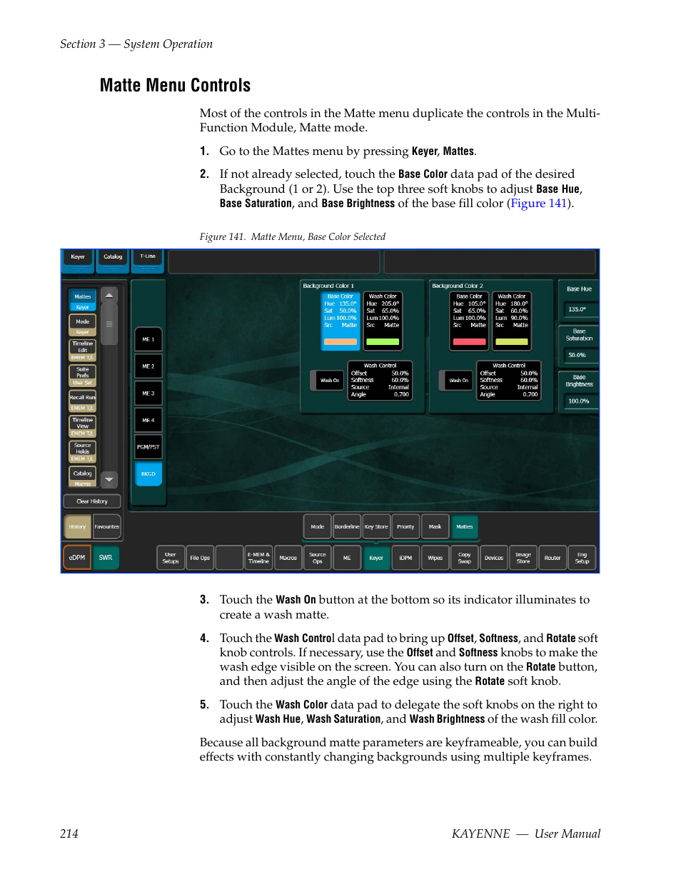 Matte menu controls | Grass Valley Kayenne v.3.0 User Manual | Page 214 / 480