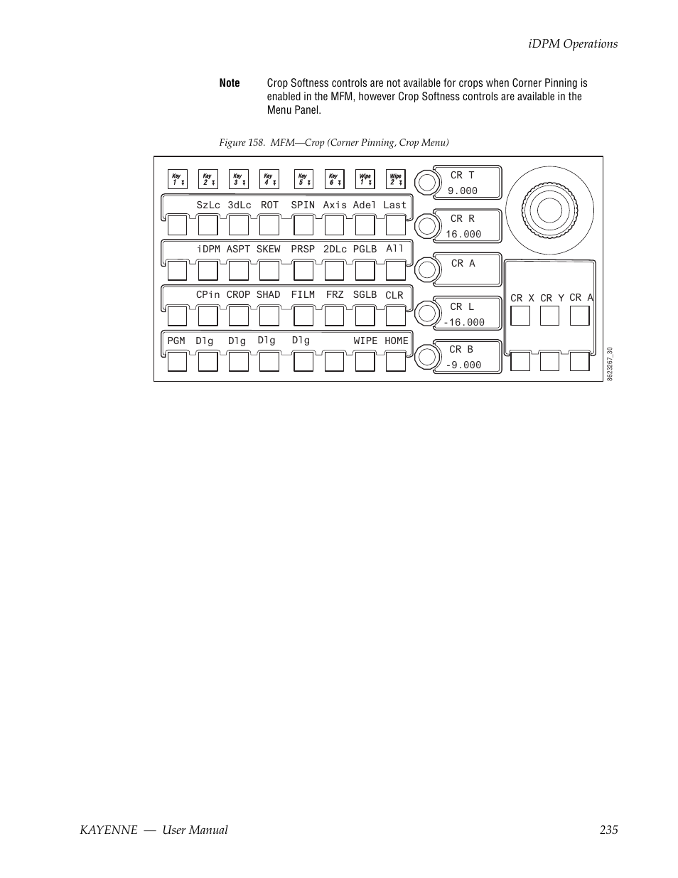 Figure 158, Knobs, Kayenne — user manual 235 idpm operations | Grass Valley Kayenne v.3.0 User Manual | Page 235 / 480