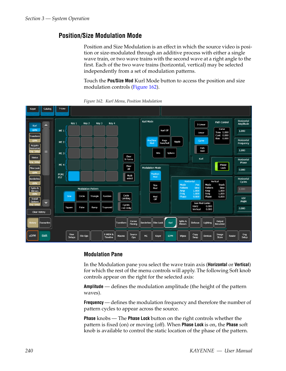 Position/size modulation mode, Figure 162 | Grass Valley Kayenne v.3.0 User Manual | Page 240 / 480