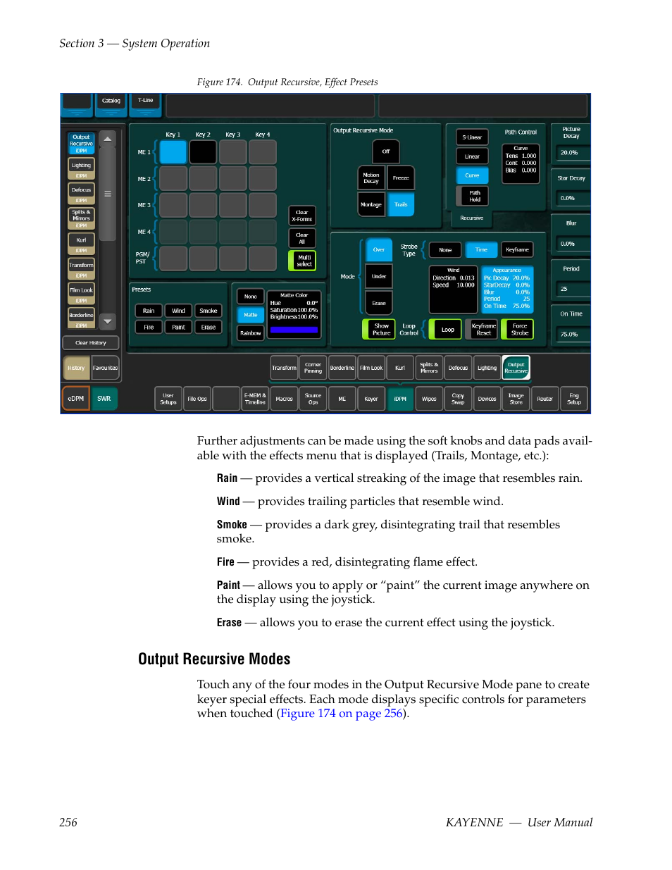 Output recursive modes, Ample in, Figure 174 | Grass Valley Kayenne v.3.0 User Manual | Page 256 / 480