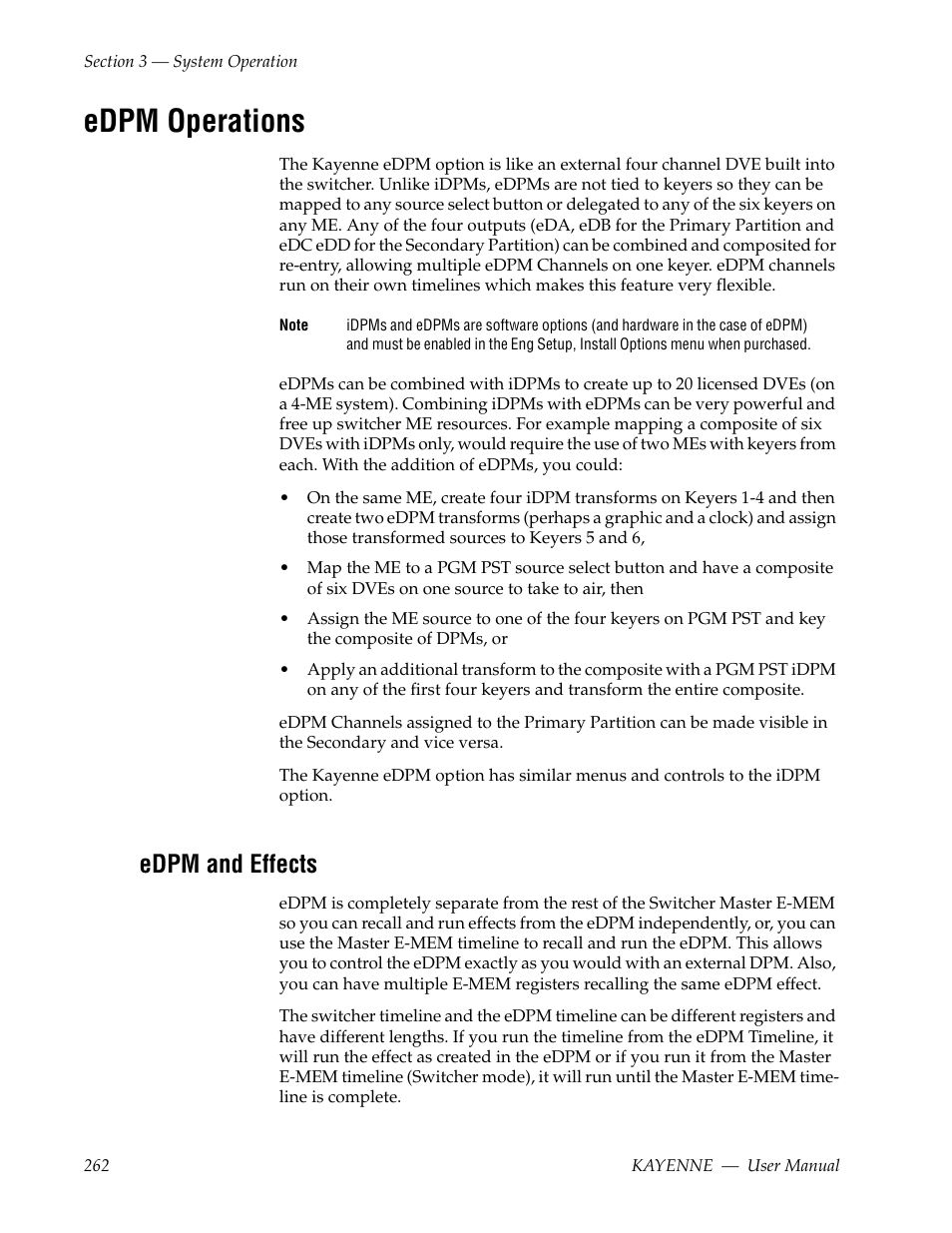 Edpm operations, Edpm and effects, Keyers on any me (see edpm operations | Grass Valley Kayenne v.3.0 User Manual | Page 262 / 480