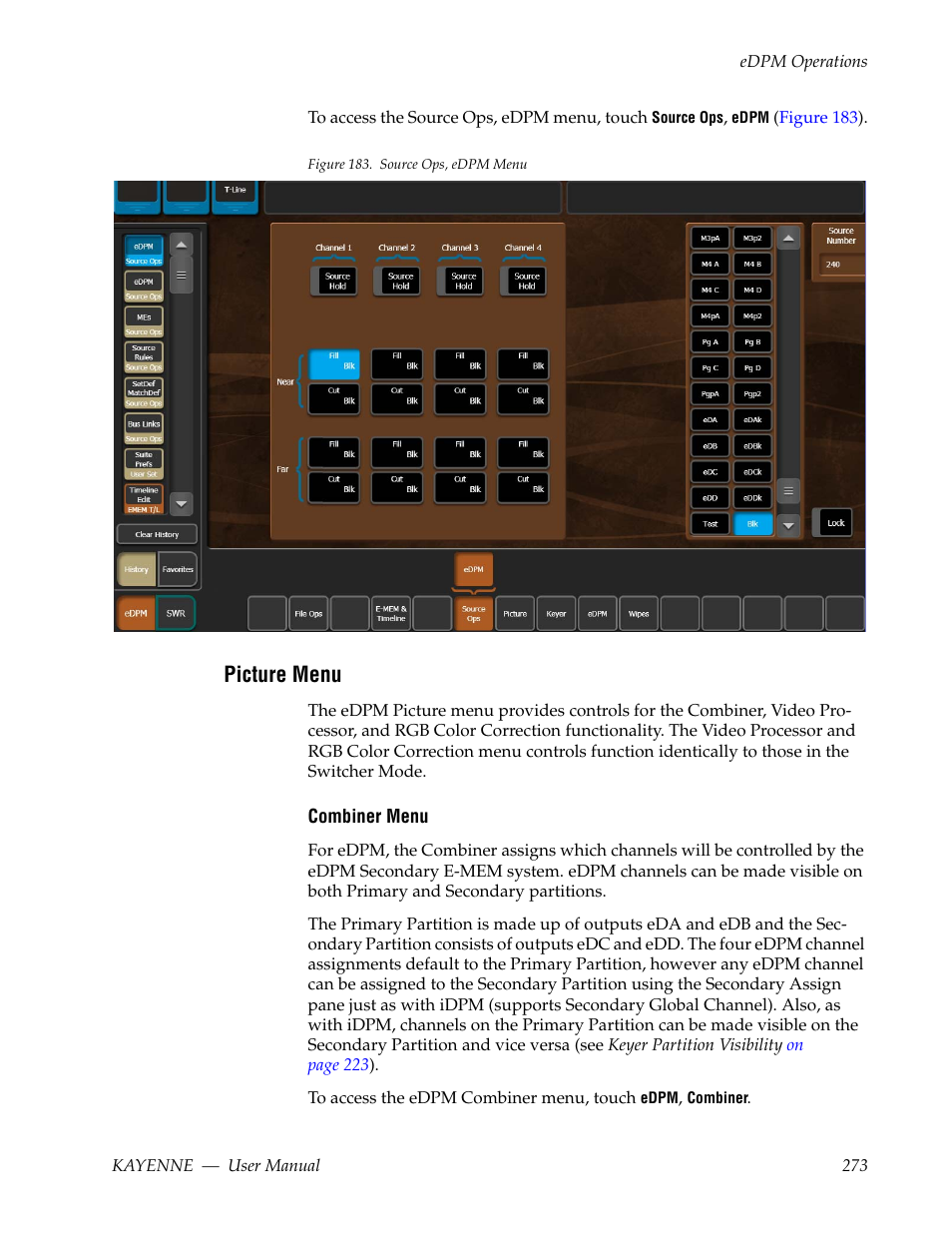 Picture menu | Grass Valley Kayenne v.3.0 User Manual | Page 273 / 480