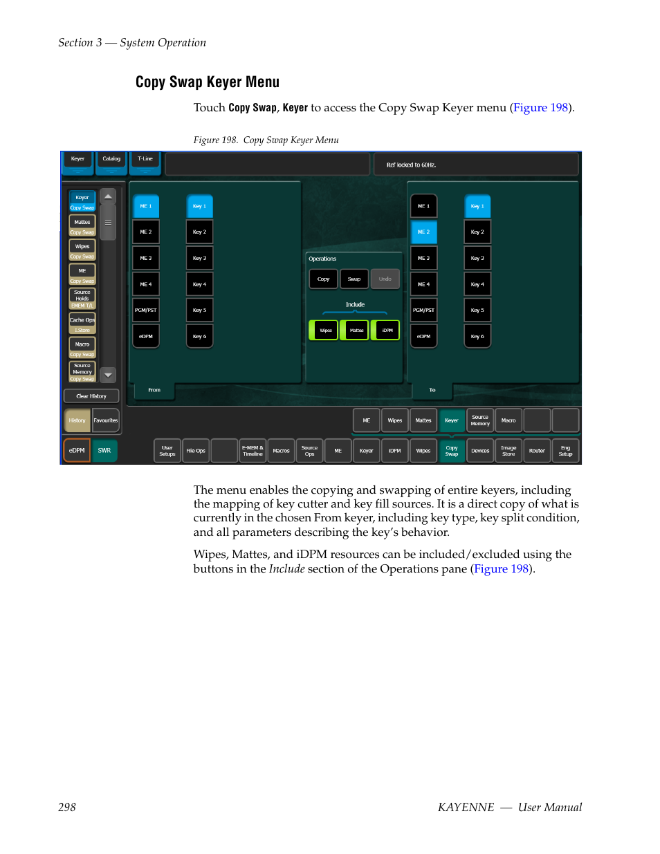 Copy swap keyer menu | Grass Valley Kayenne v.3.0 User Manual | Page 298 / 480
