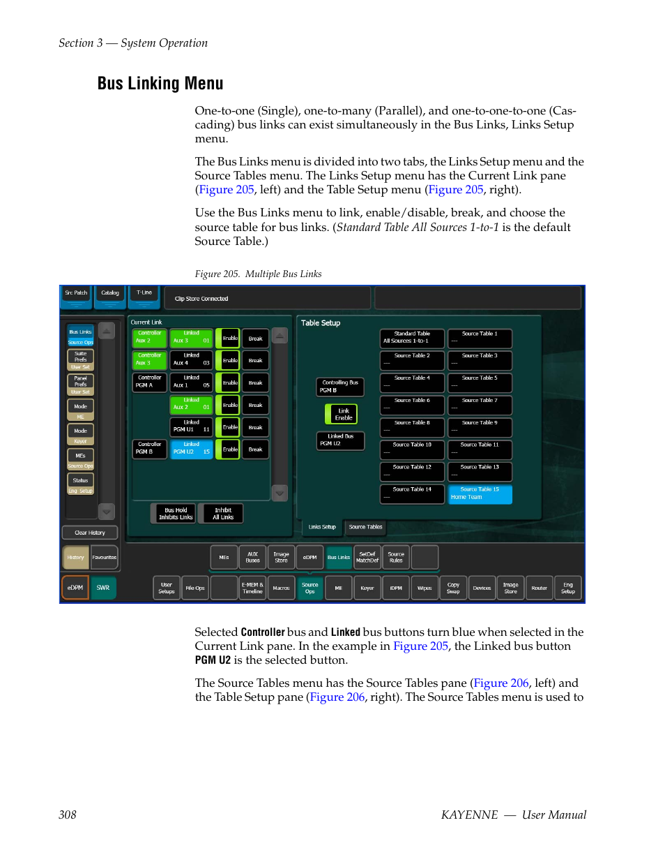 Bus linking menu | Grass Valley Kayenne v.3.0 User Manual | Page 308 / 480