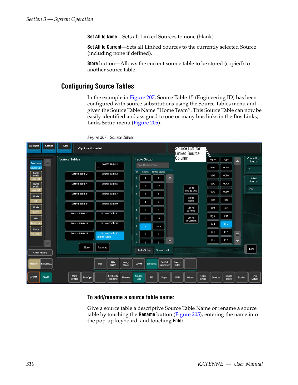 Configuring source tables | Grass Valley Kayenne v.3.0 User Manual | Page 310 / 480