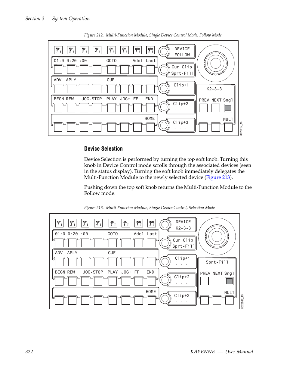 Figure 212, Device selection | Grass Valley Kayenne v.3.0 User Manual | Page 322 / 480