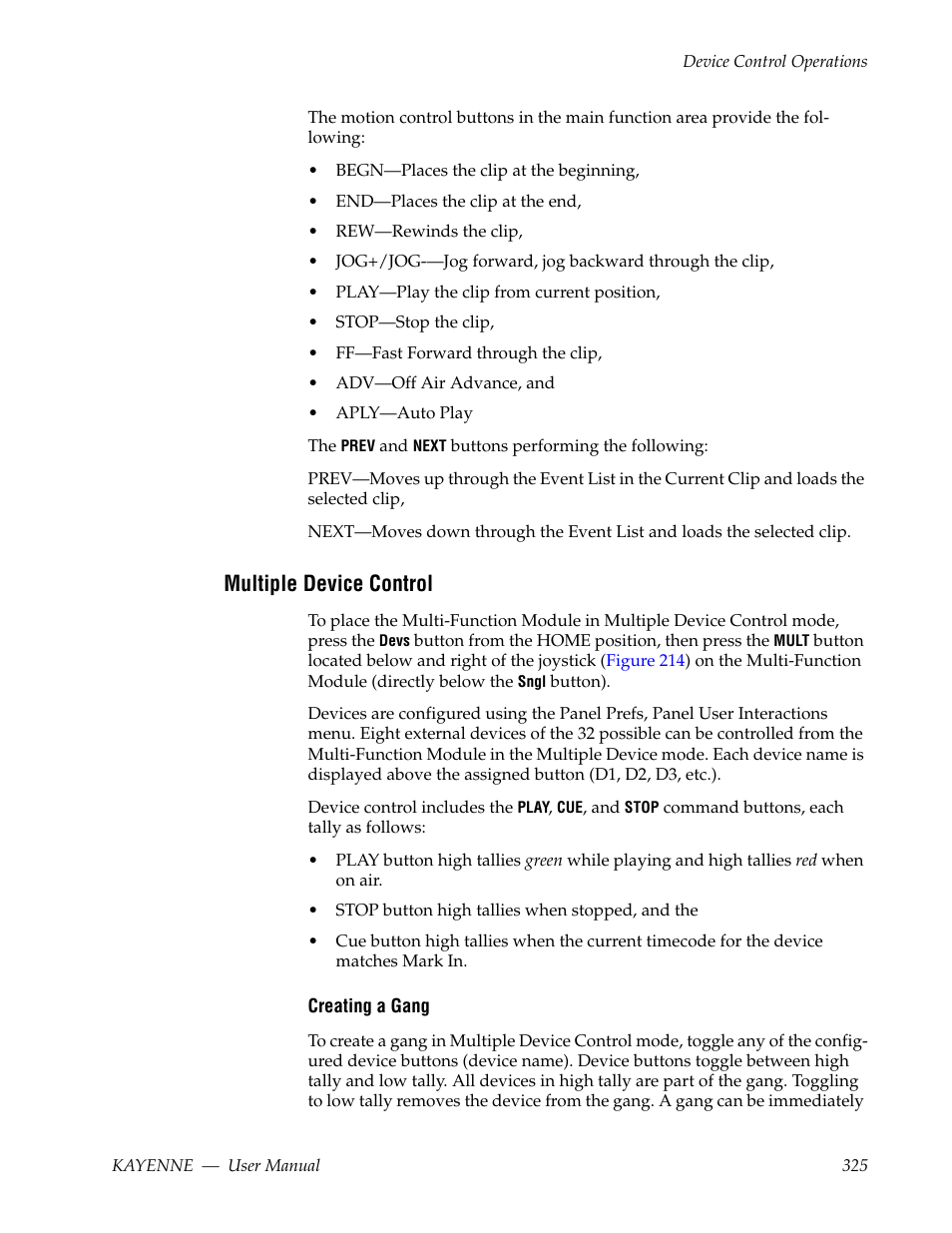 Multiple device control | Grass Valley Kayenne v.3.0 User Manual | Page 325 / 480