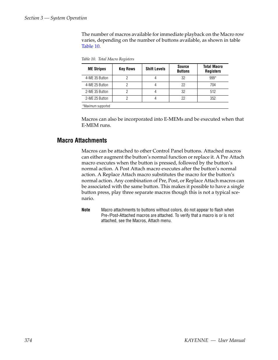 Macro attachments | Grass Valley Kayenne v.3.0 User Manual | Page 374 / 480