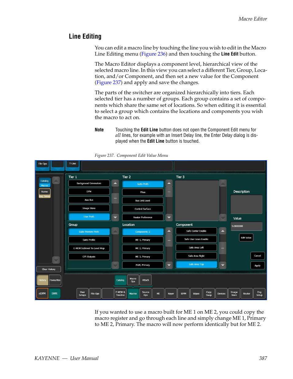 Line editing | Grass Valley Kayenne v.3.0 User Manual | Page 387 / 480