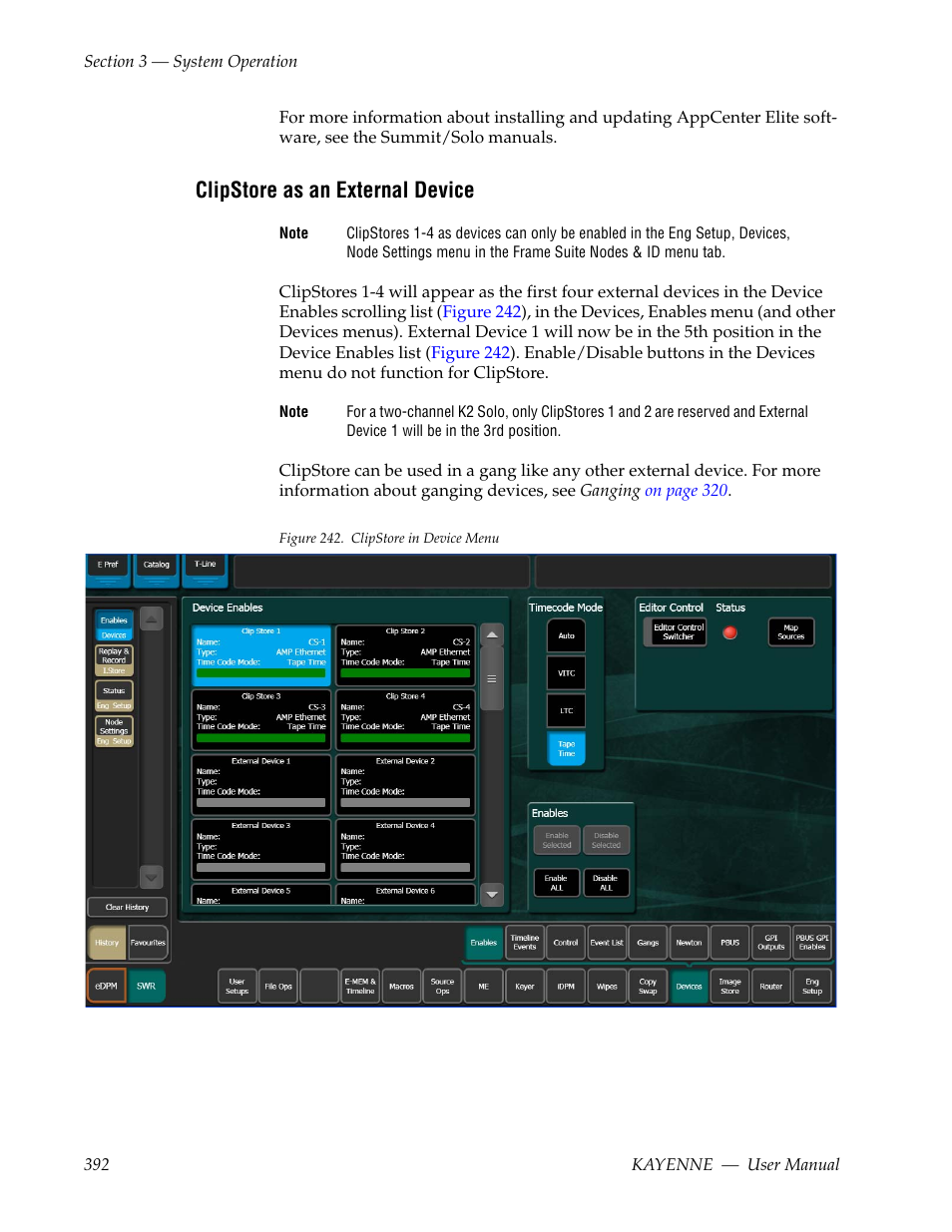 Clipstore as an external device | Grass Valley Kayenne v.3.0 User Manual | Page 392 / 480