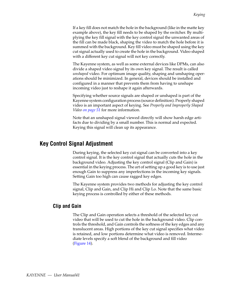 Key control signal adjustment, Clip and gain | Grass Valley Kayenne v.3.0 User Manual | Page 41 / 480