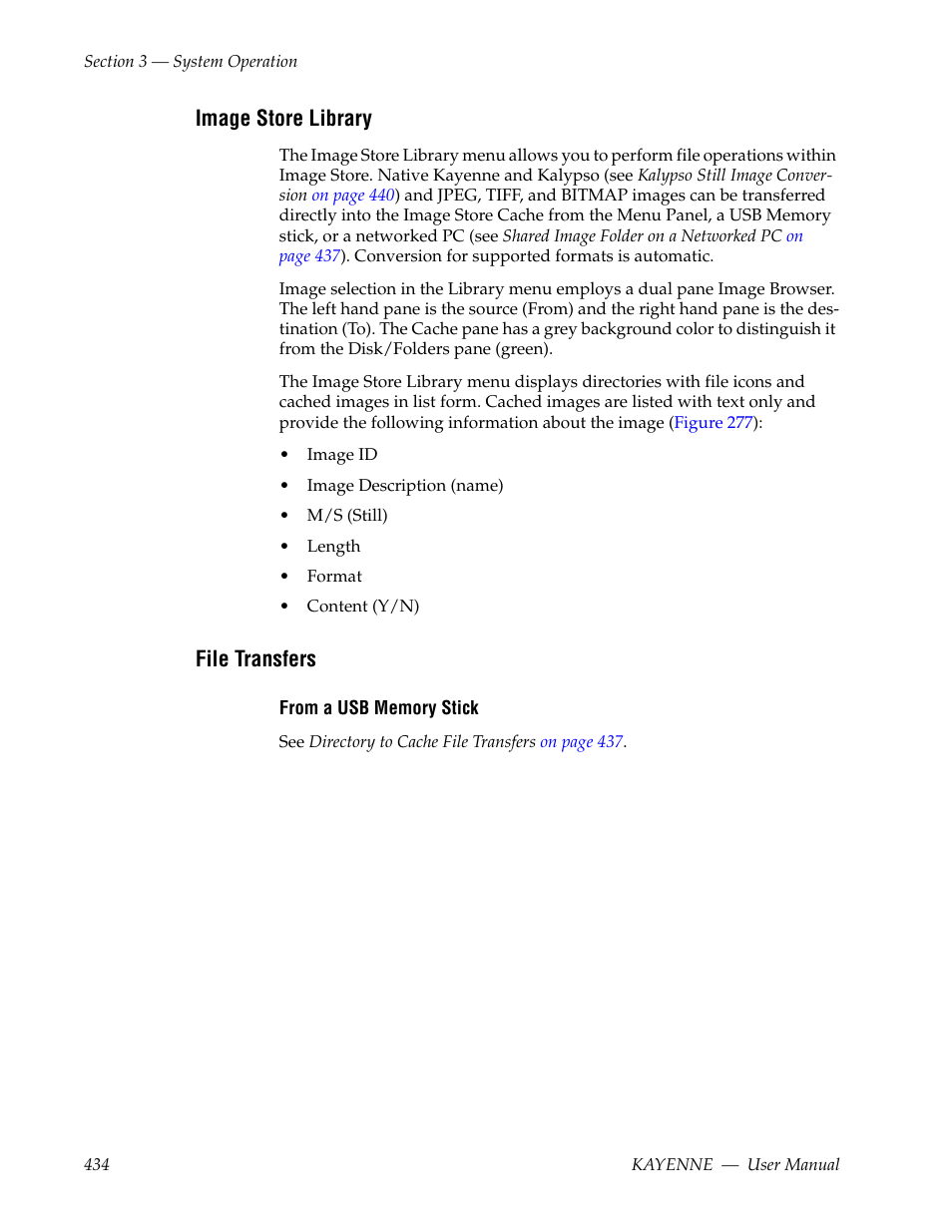 Image store library, File transfers | Grass Valley Kayenne v.3.0 User Manual | Page 434 / 480