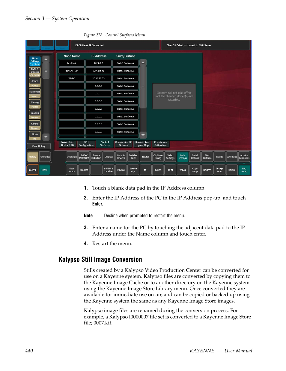Kalypso still image conversion, Kalypso still image conver- sion | Grass Valley Kayenne v.3.0 User Manual | Page 440 / 480