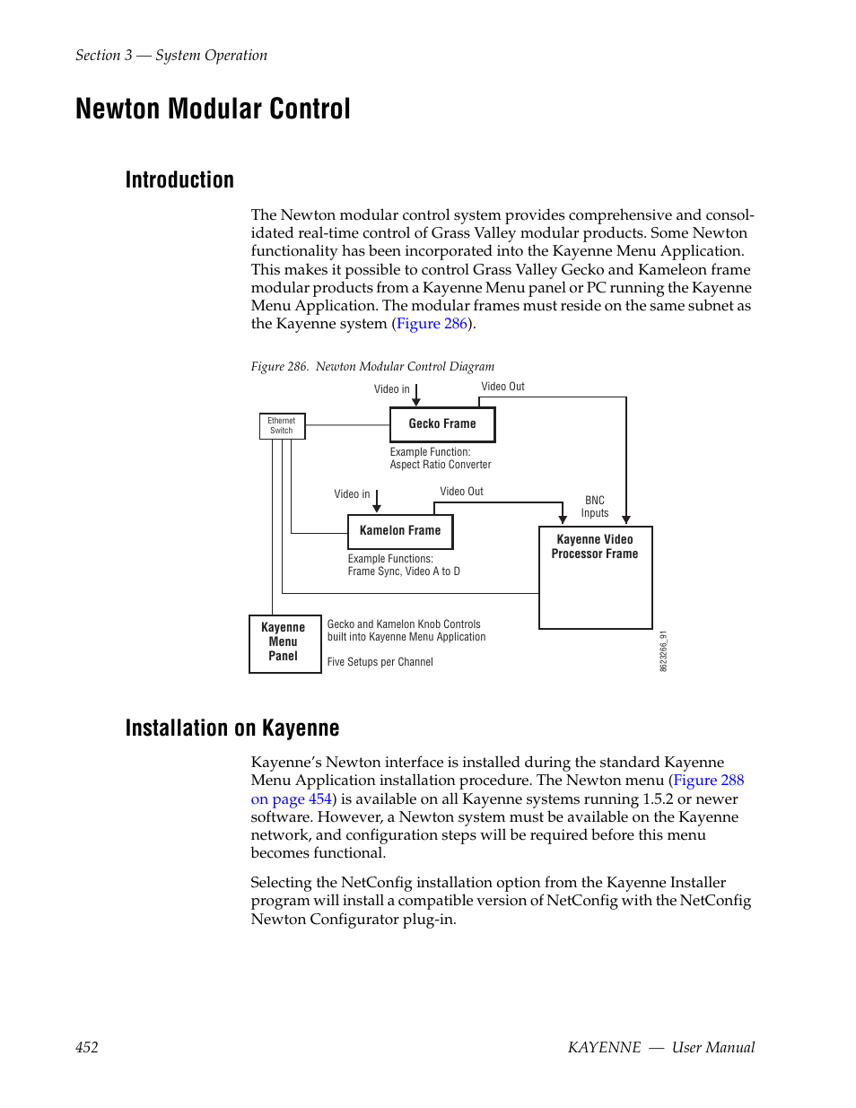 Newton modular control, Introduction, Installation on kayenne | Grass Valley Kayenne v.3.0 User Manual | Page 452 / 480