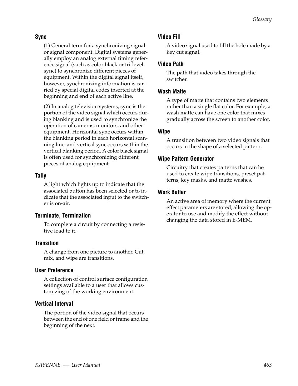 User preference | Grass Valley Kayenne v.3.0 User Manual | Page 463 / 480