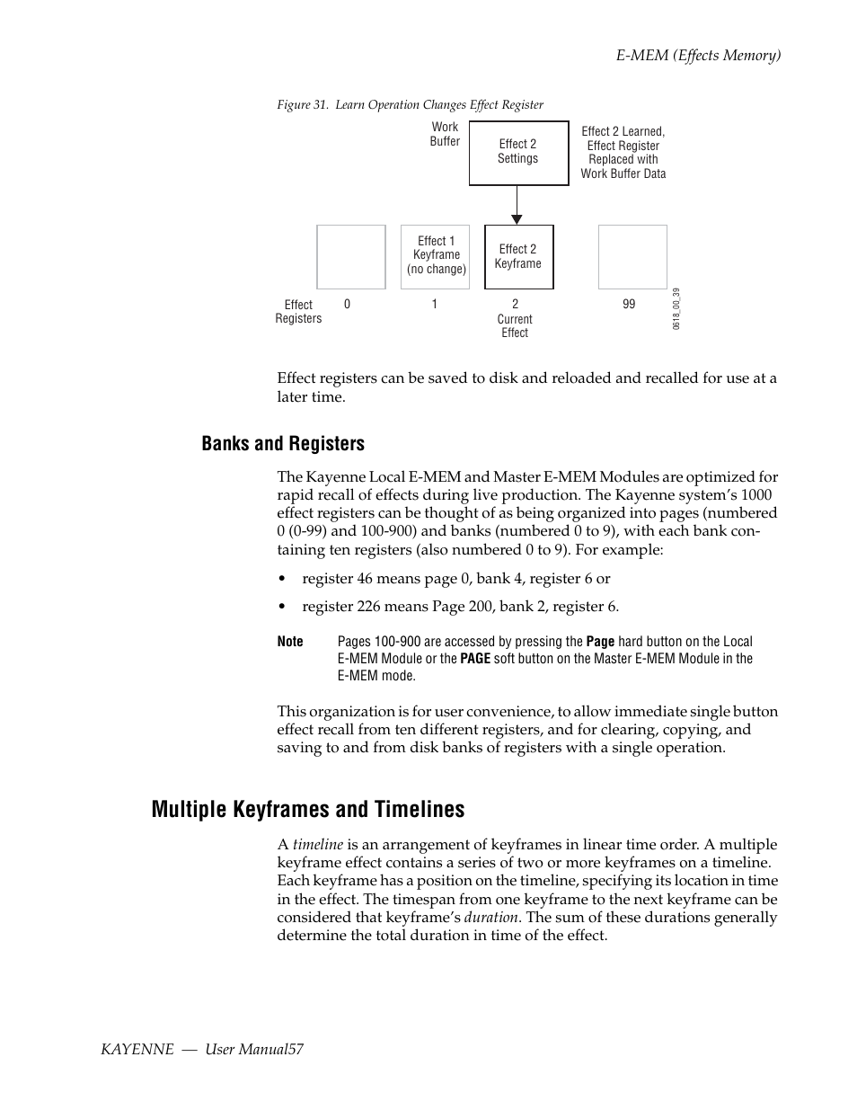 Banks and registers, Multiple keyframes and timelines | Grass Valley Kayenne v.3.0 User Manual | Page 57 / 480