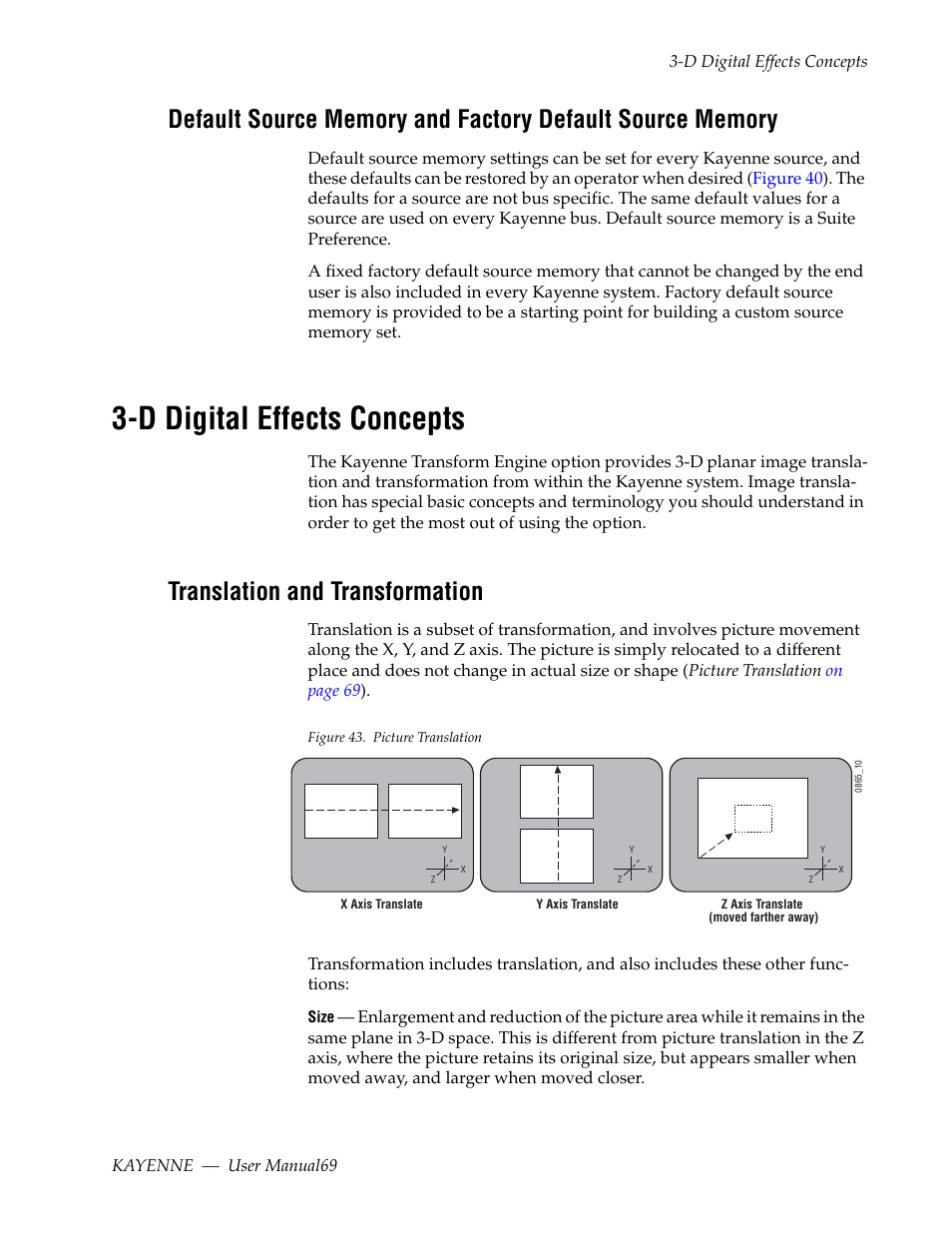 D digital effects concepts, Translation and transformation | Grass Valley Kayenne v.3.0 User Manual | Page 69 / 480
