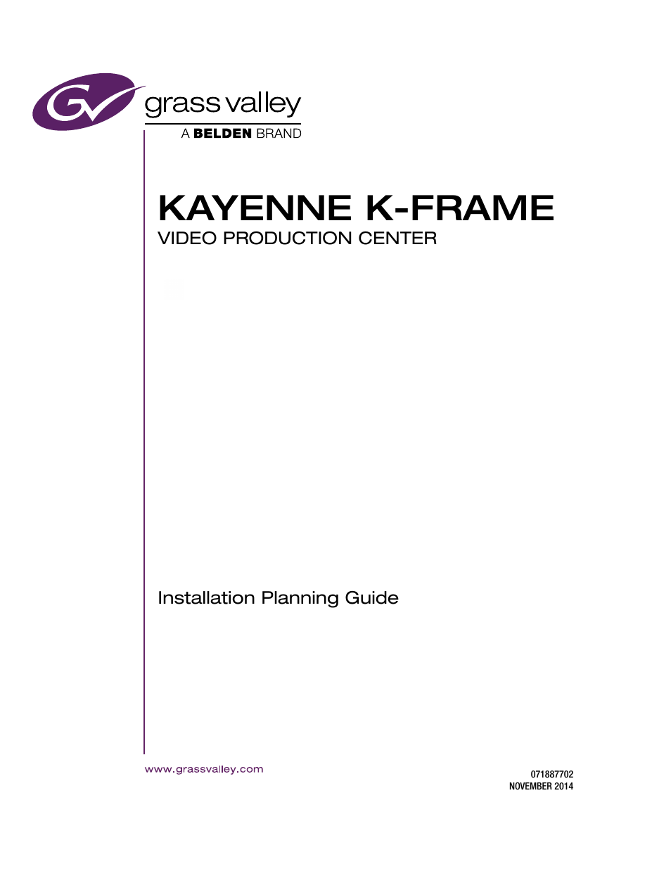 Kayenne k-frame | Grass Valley Kayenne K-Frame Installation Planning Guide Dec 03 2014 User Manual | Page 3 / 52