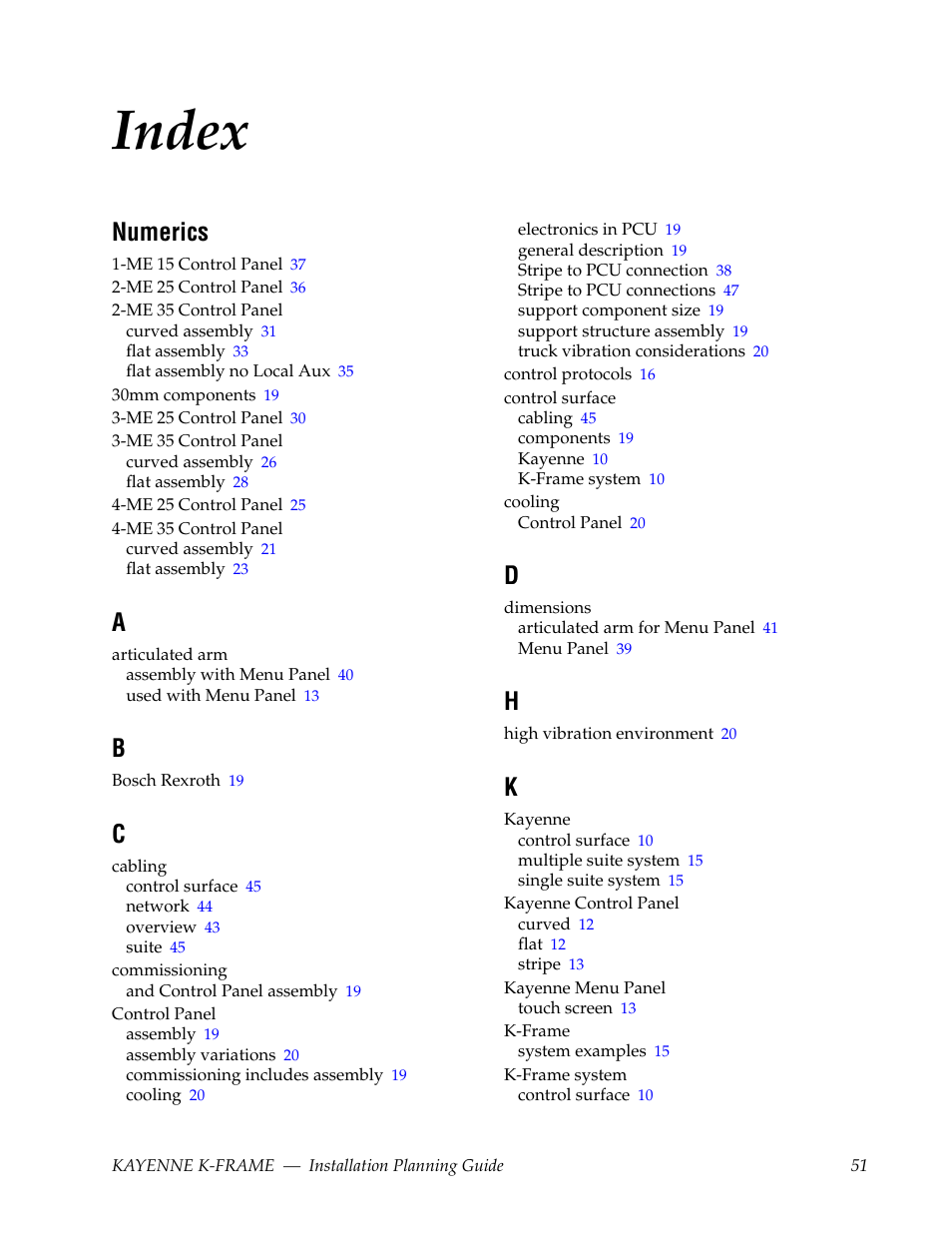 Index, Numerics | Grass Valley Kayenne K-Frame Installation Planning Guide Dec 03 2014 User Manual | Page 51 / 52