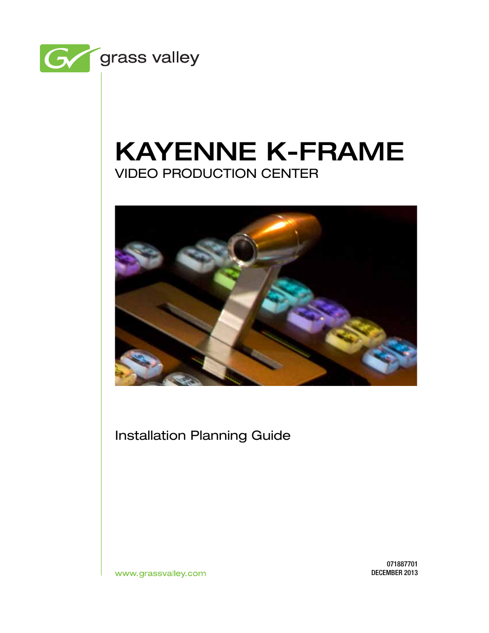 Grass Valley Kayenne K-Frame Installation Planning Guide Dec 03 2013 User Manual | 52 pages