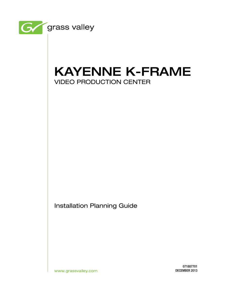 Kayenne k-frame | Grass Valley Kayenne K-Frame Installation Planning Guide Dec 03 2013 User Manual | Page 3 / 52