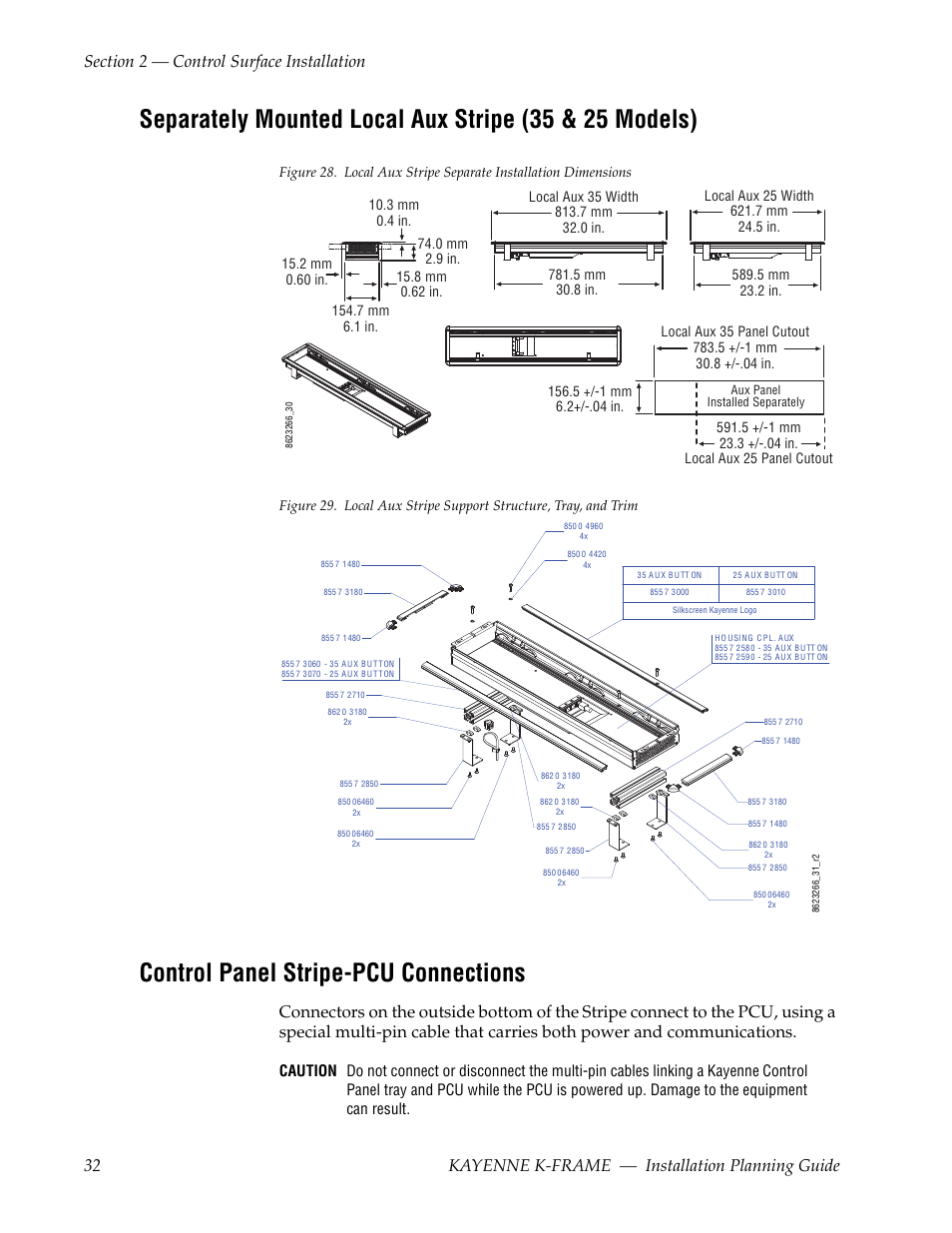 Control panel stripe-pcu connections | Grass Valley Kayenne K-Frame Installation Planning Guide Dec 03 2013 User Manual | Page 36 / 52