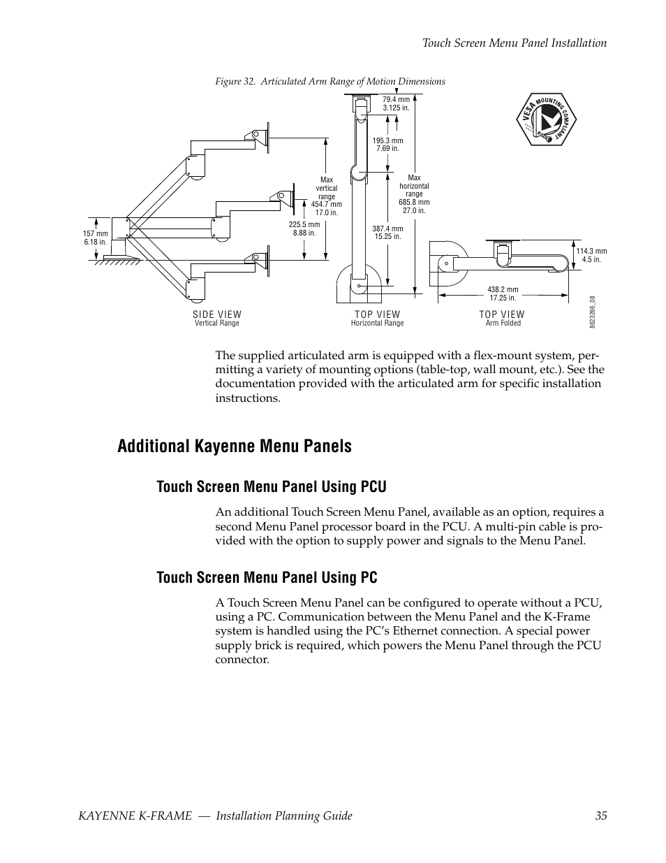 Additional kayenne menu panels, Touch screen menu panel using pcu, Touch screen menu panel using pc | Grass Valley Kayenne K-Frame Installation Planning Guide Dec 03 2013 User Manual | Page 39 / 52