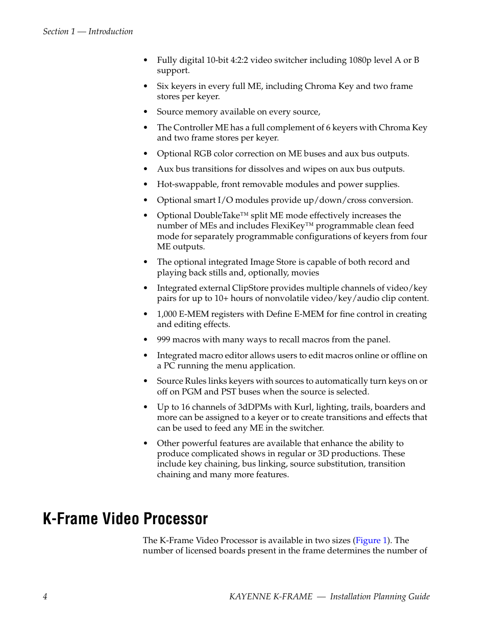 K-frame video processor | Grass Valley Kayenne K-Frame Installation Planning Guide Dec 03 2013 User Manual | Page 8 / 52