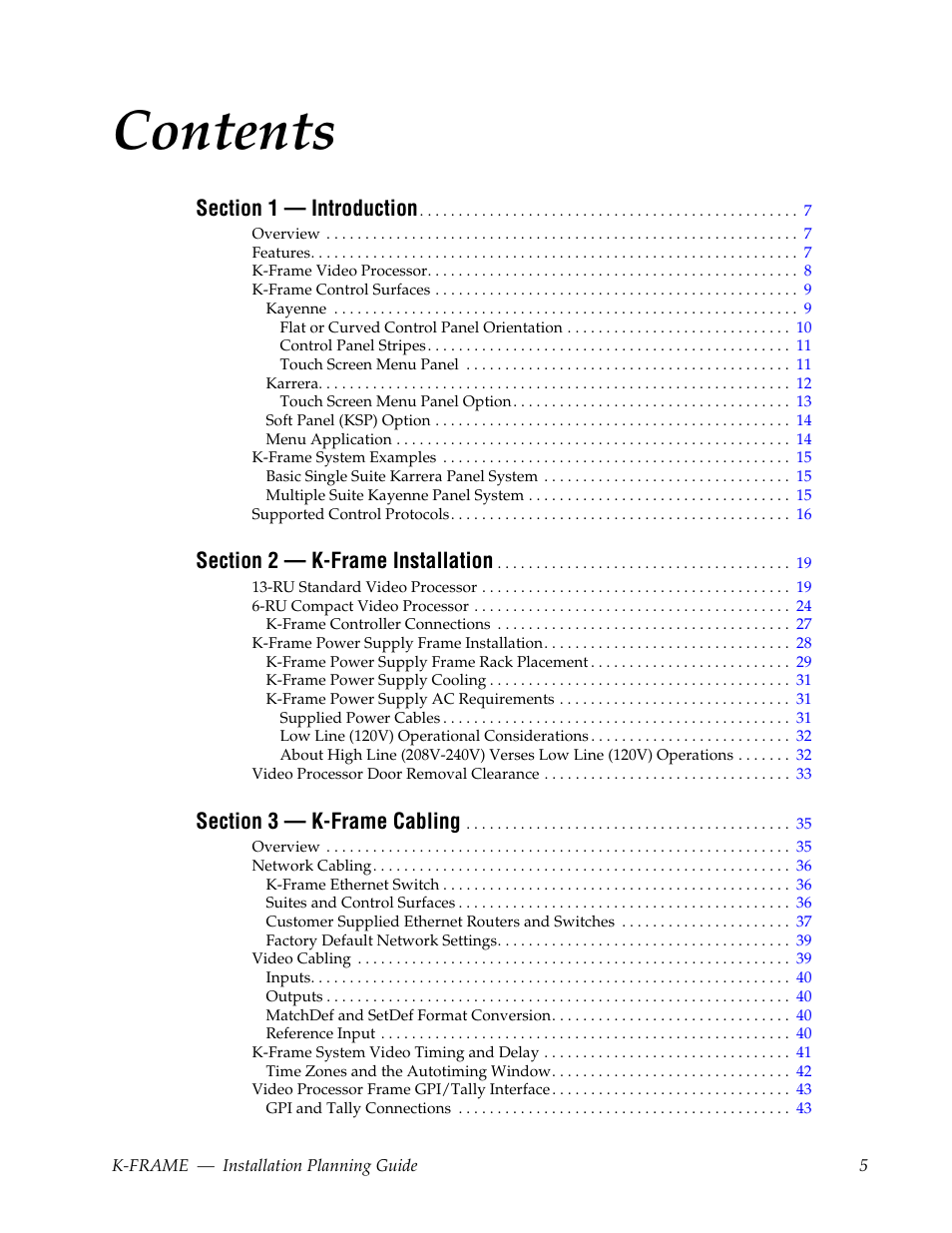 Grass Valley K-Frame Installation Planning Guide Jul 07 2014 User Manual | Page 5 / 56