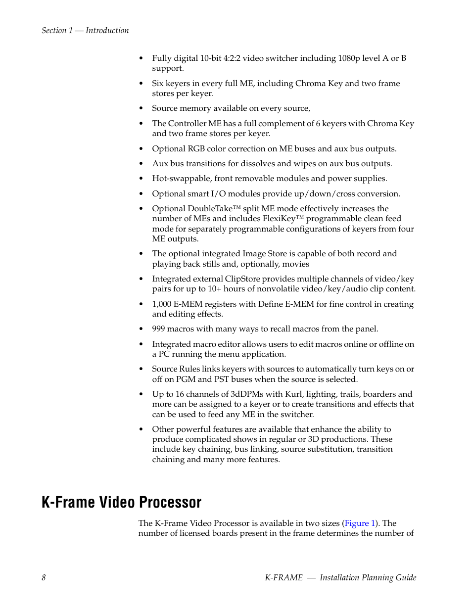 K-frame video processor | Grass Valley K-Frame Installation Planning Guide Jul 07 2014 User Manual | Page 8 / 56
