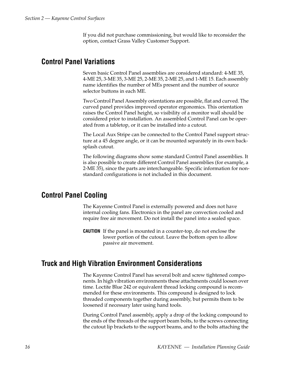 Control panel variations, Control panel cooling | Grass Valley Kayenne Installation Planning Guide Aug 30 2011 User Manual | Page 16 / 78