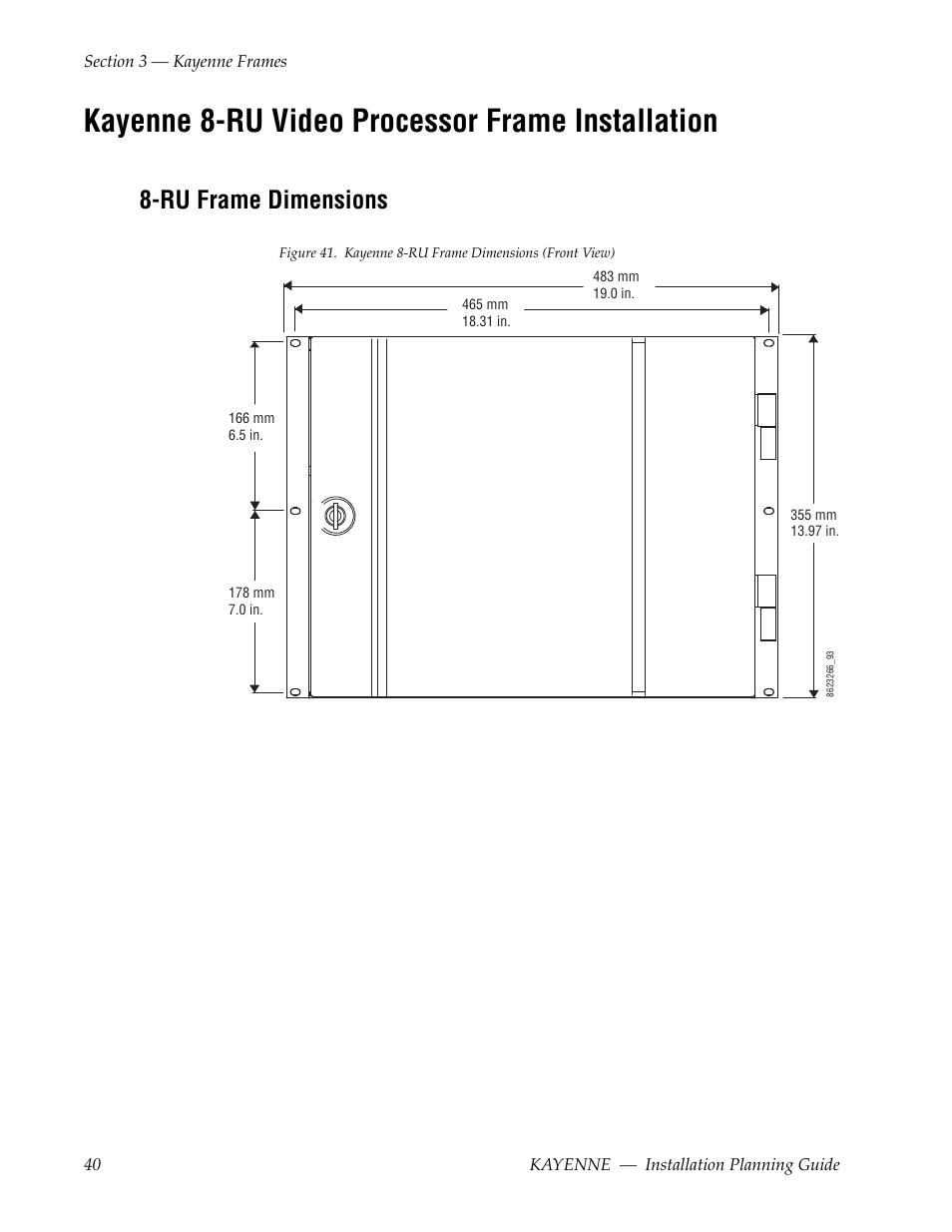 Kayenne 8-ru video processor frame installation, Ru frame dimensions | Grass Valley Kayenne Installation Planning Guide Aug 30 2011 User Manual | Page 40 / 78