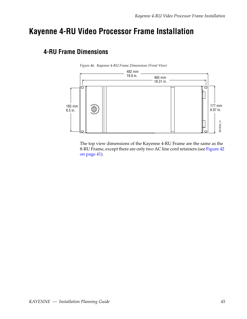 Kayenne 4-ru video processor frame installation, Ru frame dimensions | Grass Valley Kayenne Installation Planning Guide Aug 30 2011 User Manual | Page 45 / 78