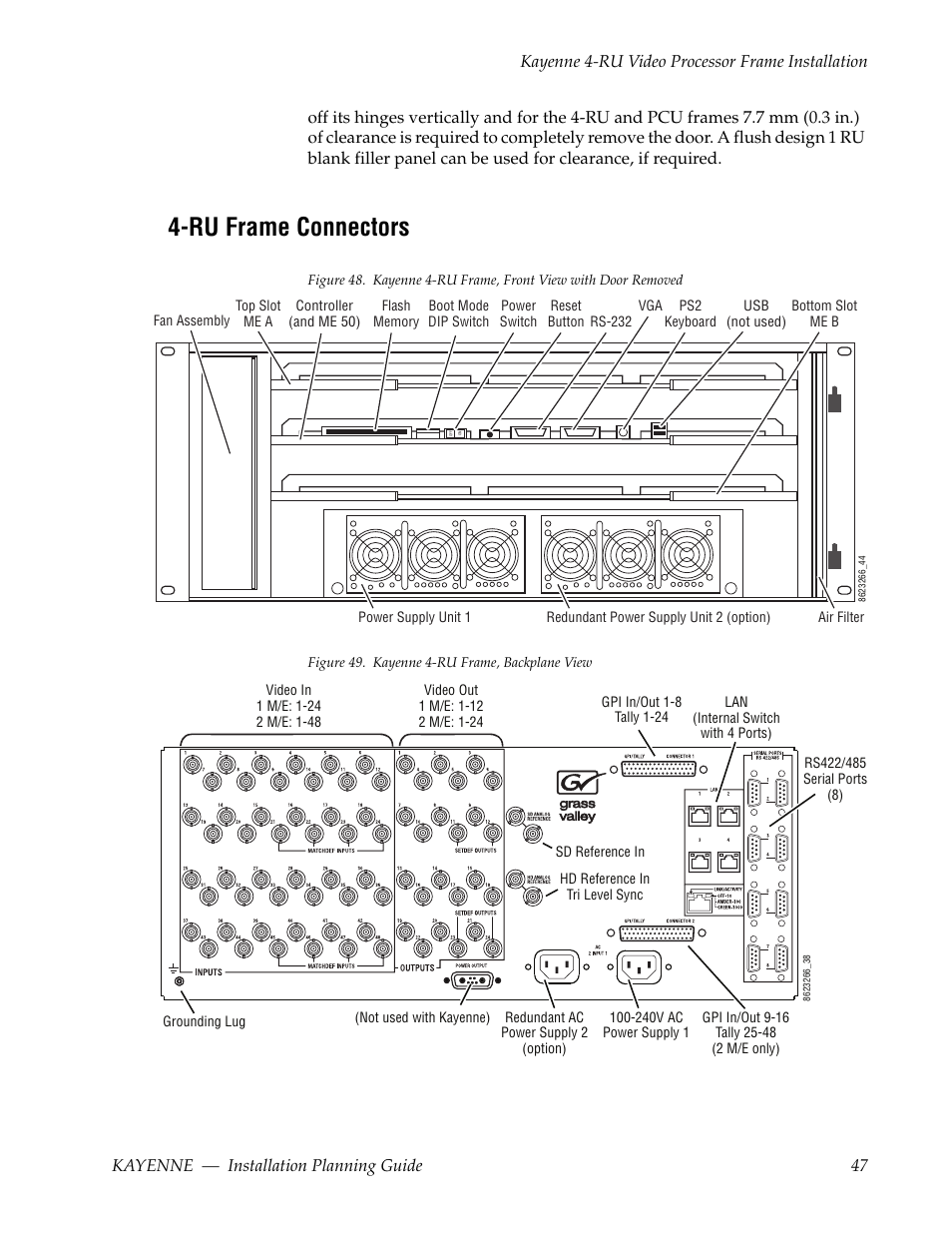 Ru frame connectors | Grass Valley Kayenne Installation Planning Guide Aug 30 2011 User Manual | Page 47 / 78