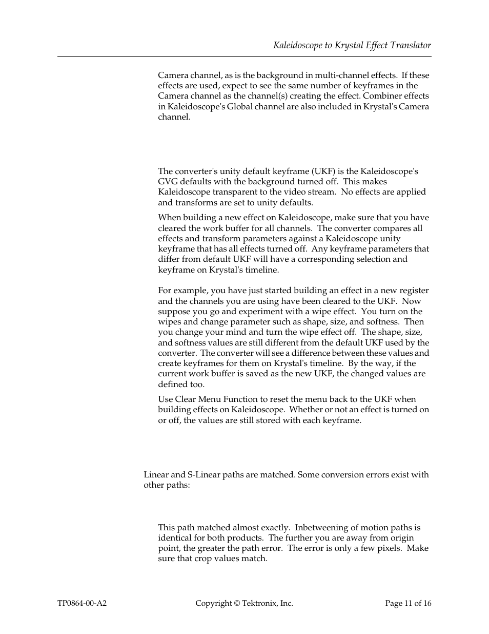 Unity keyframe and timelines, Paths, Curve | Grass Valley Kaleidoscope to Krystal Effect Translator User Manual | Page 11 / 16