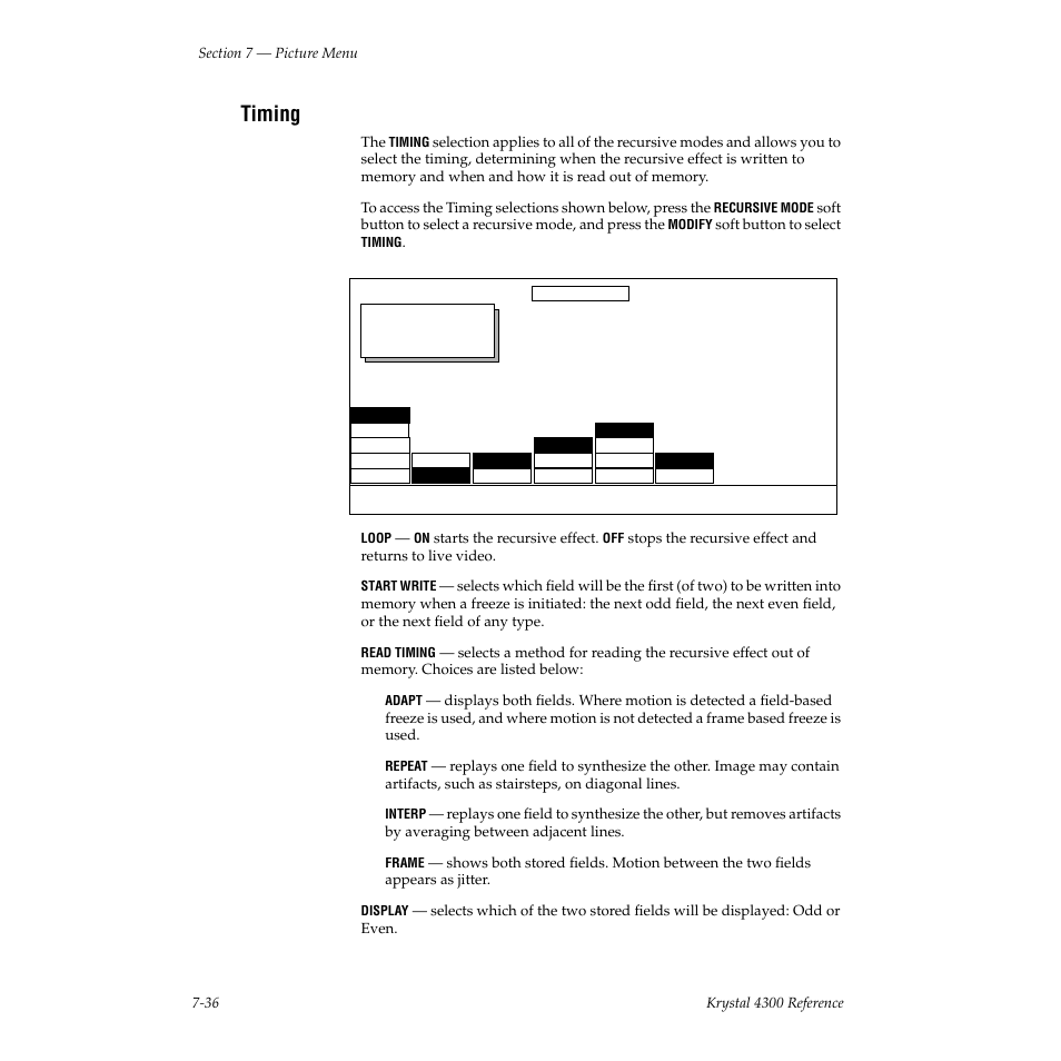 Timing, Near the end of this section on | Grass Valley 4300 Krystal Reference Manual v.3.1 User Manual | Page 144 / 334