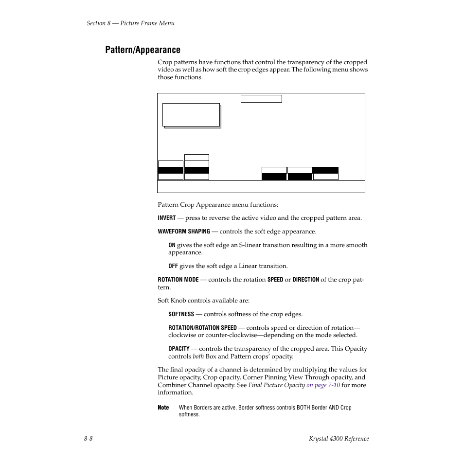 Pattern/appearance | Grass Valley 4300 Krystal Reference Manual v.3.1 User Manual | Page 154 / 334