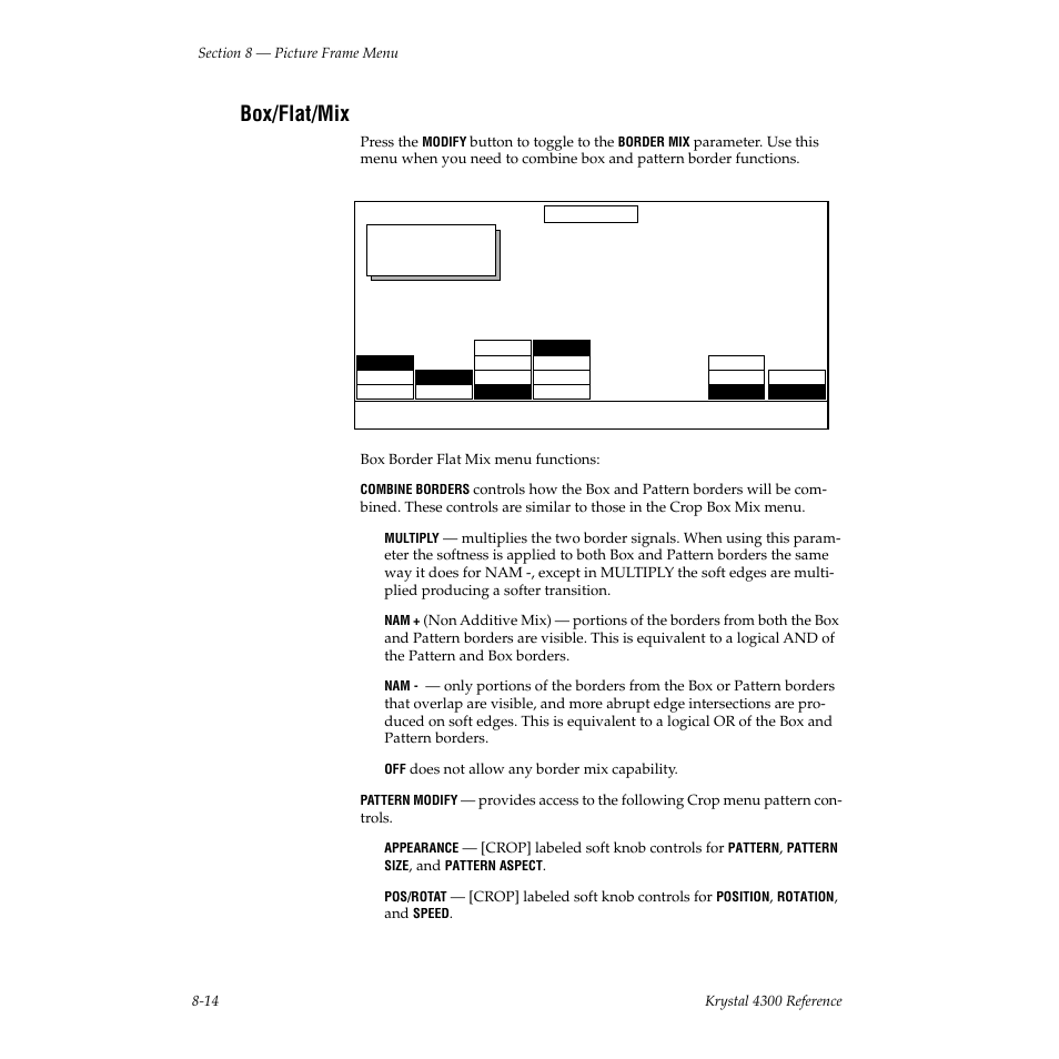 Box/flat/mix | Grass Valley 4300 Krystal Reference Manual v.3.1 User Manual | Page 160 / 334