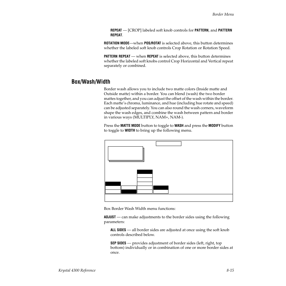 Box/wash/width | Grass Valley 4300 Krystal Reference Manual v.3.1 User Manual | Page 161 / 334