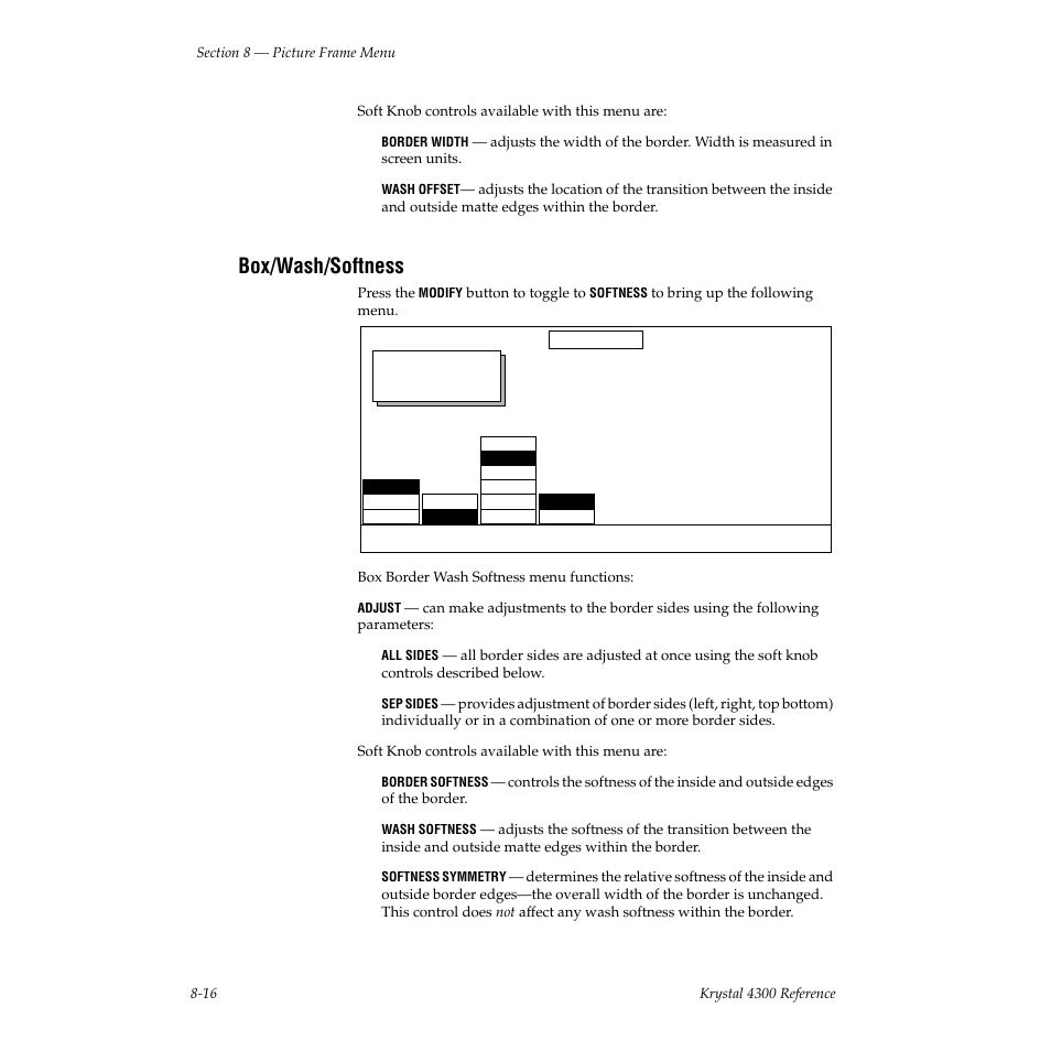 Box/wash/softness | Grass Valley 4300 Krystal Reference Manual v.3.1 User Manual | Page 162 / 334