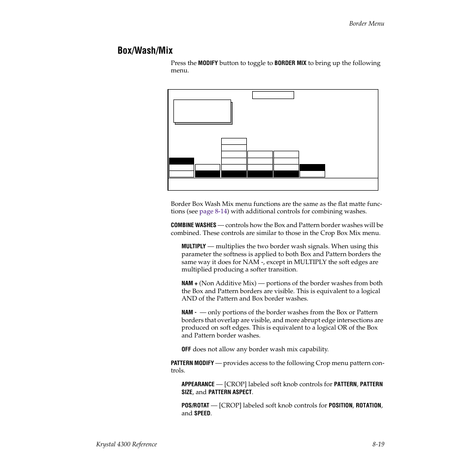 Box/wash/mix | Grass Valley 4300 Krystal Reference Manual v.3.1 User Manual | Page 165 / 334