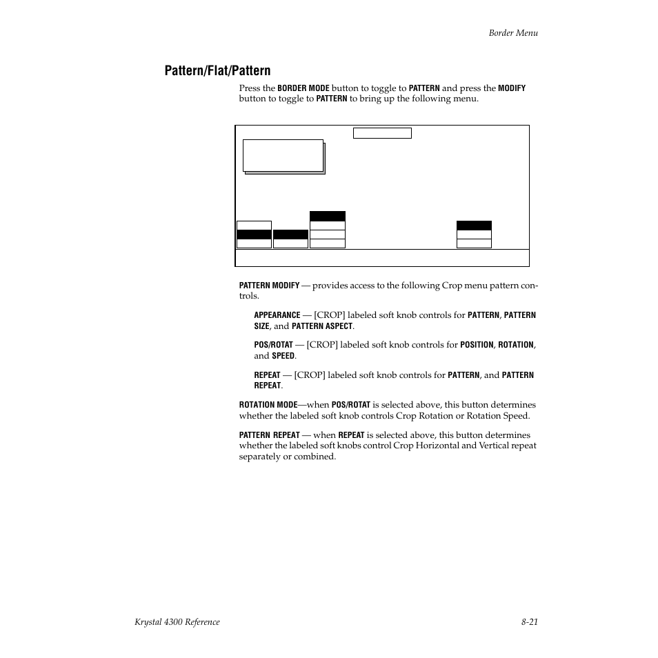 Pattern/flat/pattern | Grass Valley 4300 Krystal Reference Manual v.3.1 User Manual | Page 167 / 334
