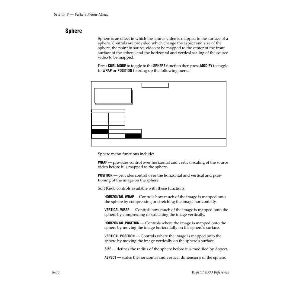 Sphere | Grass Valley 4300 Krystal Reference Manual v.3.1 User Manual | Page 182 / 334